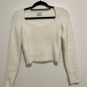Fluffy Aritzia sweater with sweet heart neck